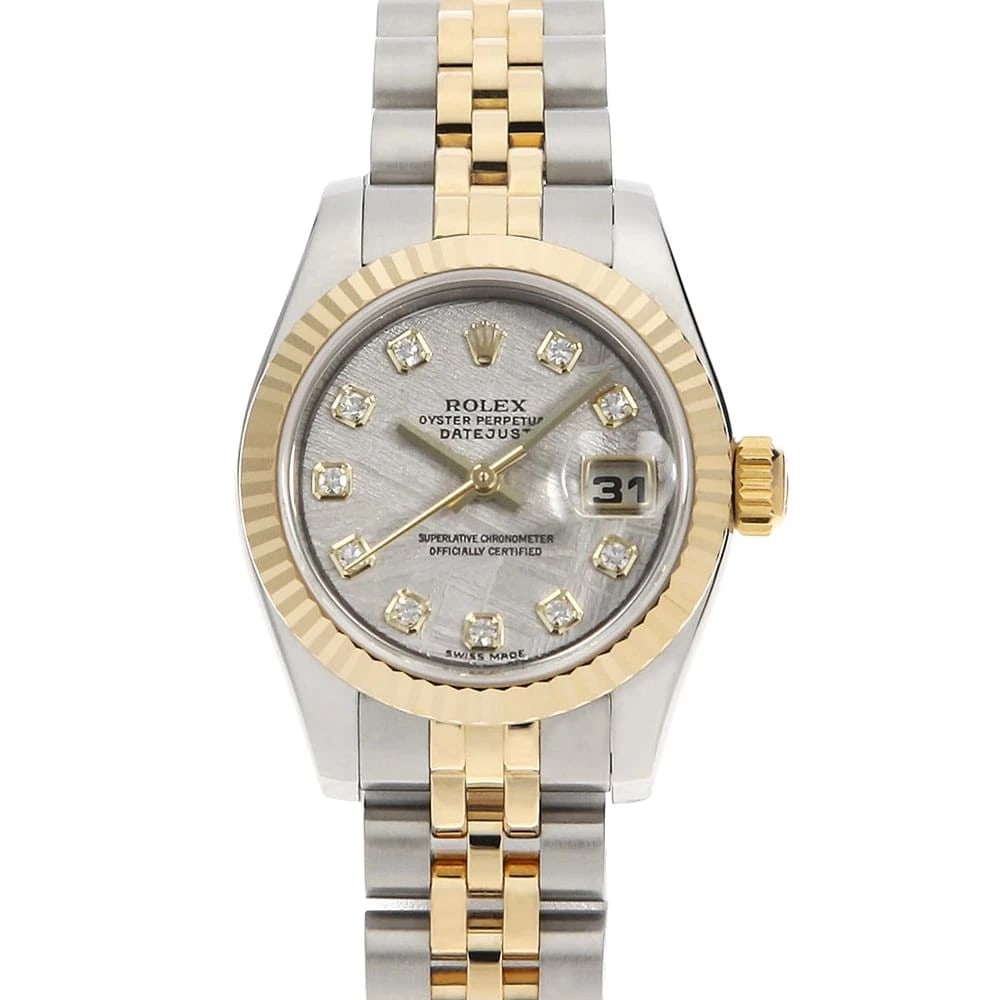ROLEX DATEJUST 10P DIAMOND METEOLITE WRIST WATCH: ROLEX Datejust 10P Diamond Meteolite Wrist Watch Brand: ROLEX Type: Wrist watch Material: Band Material Stainless Steel/Yellow Gold, Case Material Stainless Steel/Yellow Gold Color: Meteorite Size