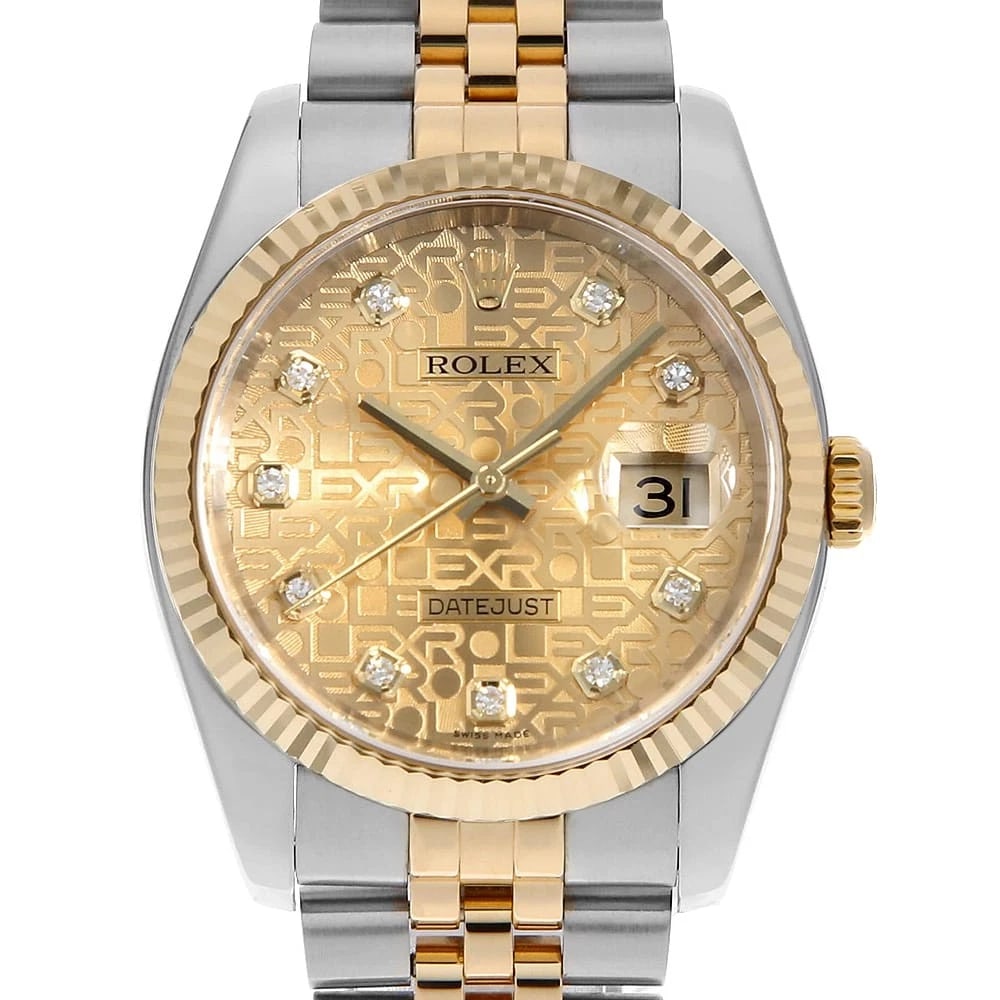 ROLEX DATEJUST 10P DIAMOND CHAMPAGNE WRIST WATCH: ROLEX Datejust 10P Diamond Champagne Wrist Watch Brand: ROLEX Type: Wrist watch Material: Band Material Stainless Steel/Yellow Gold, Case Material Stainless Steel/Yellow Gold Color: Champagne Gold