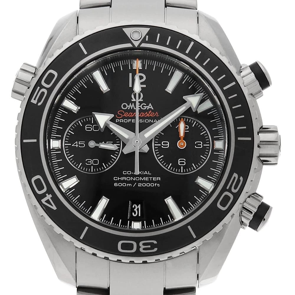 OMEGA SEAMASTER PLANET OCEAN CHRONO WRIST WATCH: OMEGA Seamaster Planet Ocean Chrono Wrist Watch Brand: OMEGA Type: Wrist watch Material: Band Material Stainless Steel, Case Material Stainless Steel Color: Black Size: Case:W45.5mm Circumference