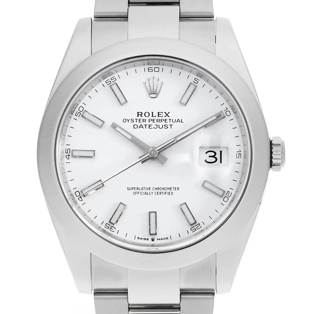 ROLEX DATEJUST 41 WHITE BAR 3 ROWS OYSTER WRIST WATCH: ROLEX Datejust 41 white Bar 3 rows oyster Wrist Watch Brand: ROLEX Type: Wrist watch Material: Band Material Stainless Steel, Case Material Stainless Steel Color: White Size: Case:W41mm