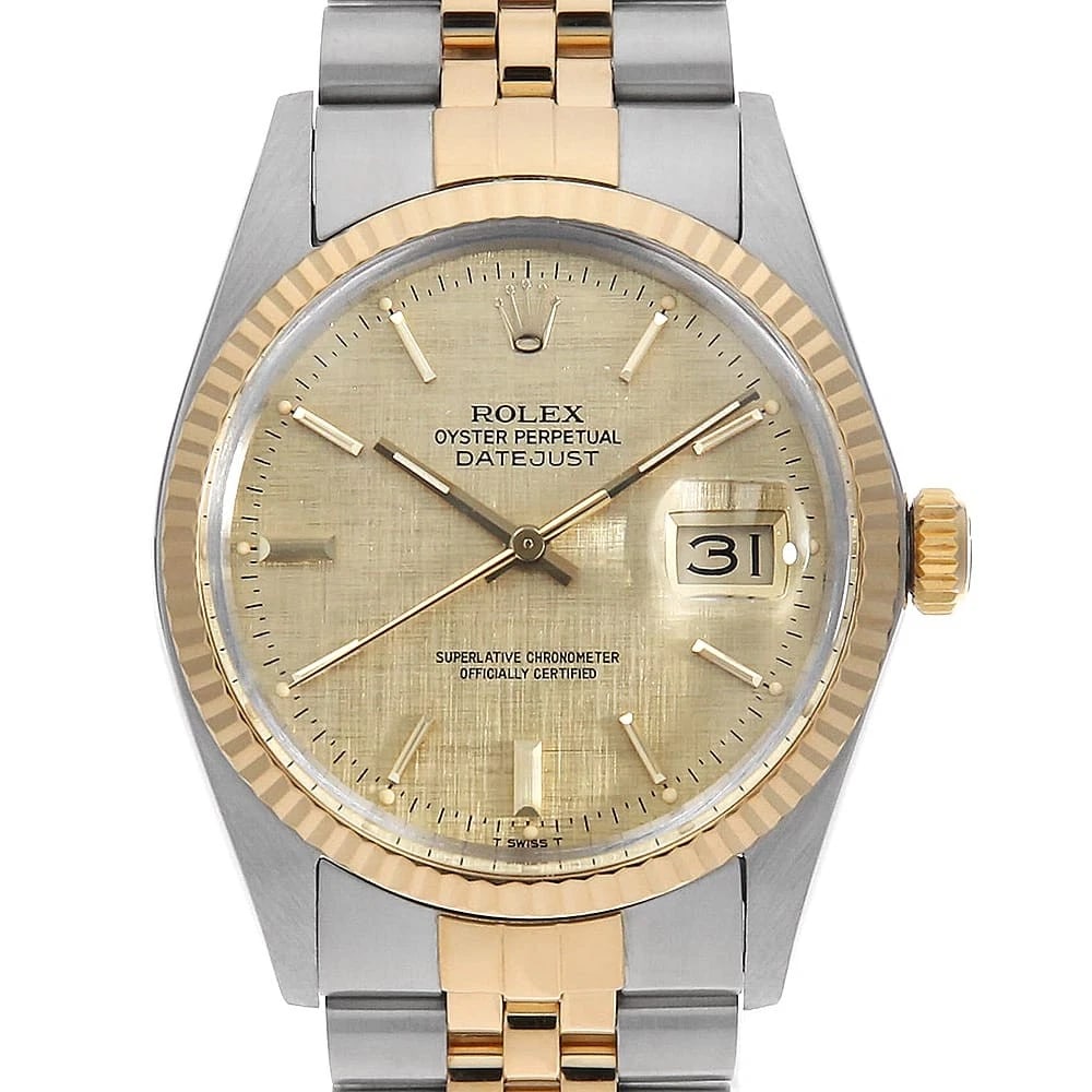 ROLEX DATEJUST CHAMPAGNE MOSAIC WRIST WATCH: ROLEX Datejust Champagne mosaic Wrist Watch Brand: ROLEX Type: Wrist watch Material: Band Material Stainless Steel/Yellow Gold, Case Material Stainless Steel/Yellow Gold Color: Champagne Gold 