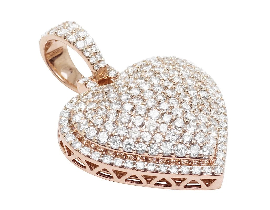 DOME HEART 3 REAL DIAMOND PENDANT 10K ROSE GOLD: Dome Heart 3 Real Diamond Pendant 10K Rose Gold Brand: None Type: Necklace Material: 10k Rose Gold, Main Stone/Creation Natural Color: Rose Gold Size: Dimension 1.3" Accessories: None Acce