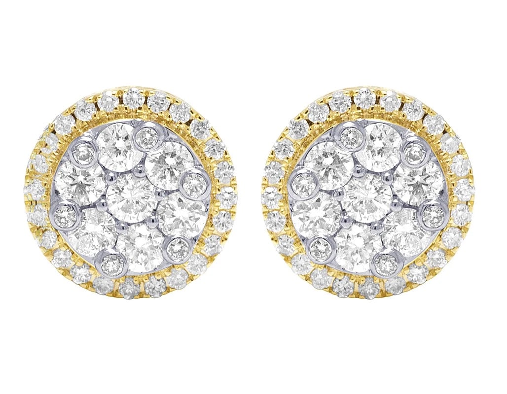 10K FLOWER CLUSTER ROUND REAL DIAMOND STUDS EARRING: 10k Flower Cluster Round Real Diamond Studs Earring Brand: None Type: Earrings Material: 10k Multi-Tone Gold, Main Stone/Creation Natural Color: Yellow Gold Size: Dimension 9MM Accessories: None