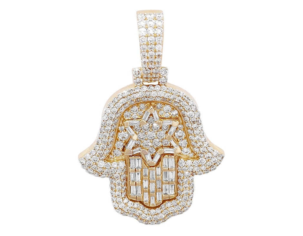 REAL HAMSA STAR BAGUETTE DIAMOND PENDANT (1 of 2)