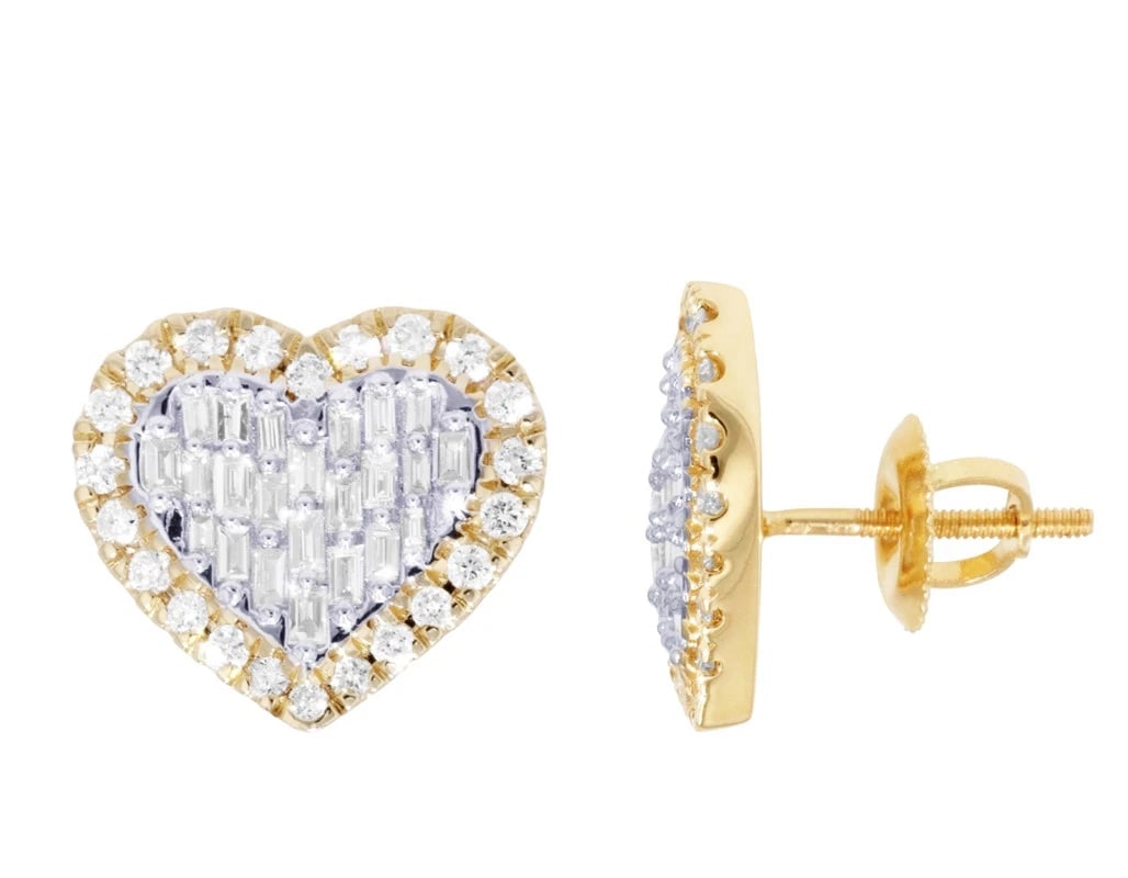 HEART SHAPED REAL DIAMOND STUD EARRINGS (1 of 3)