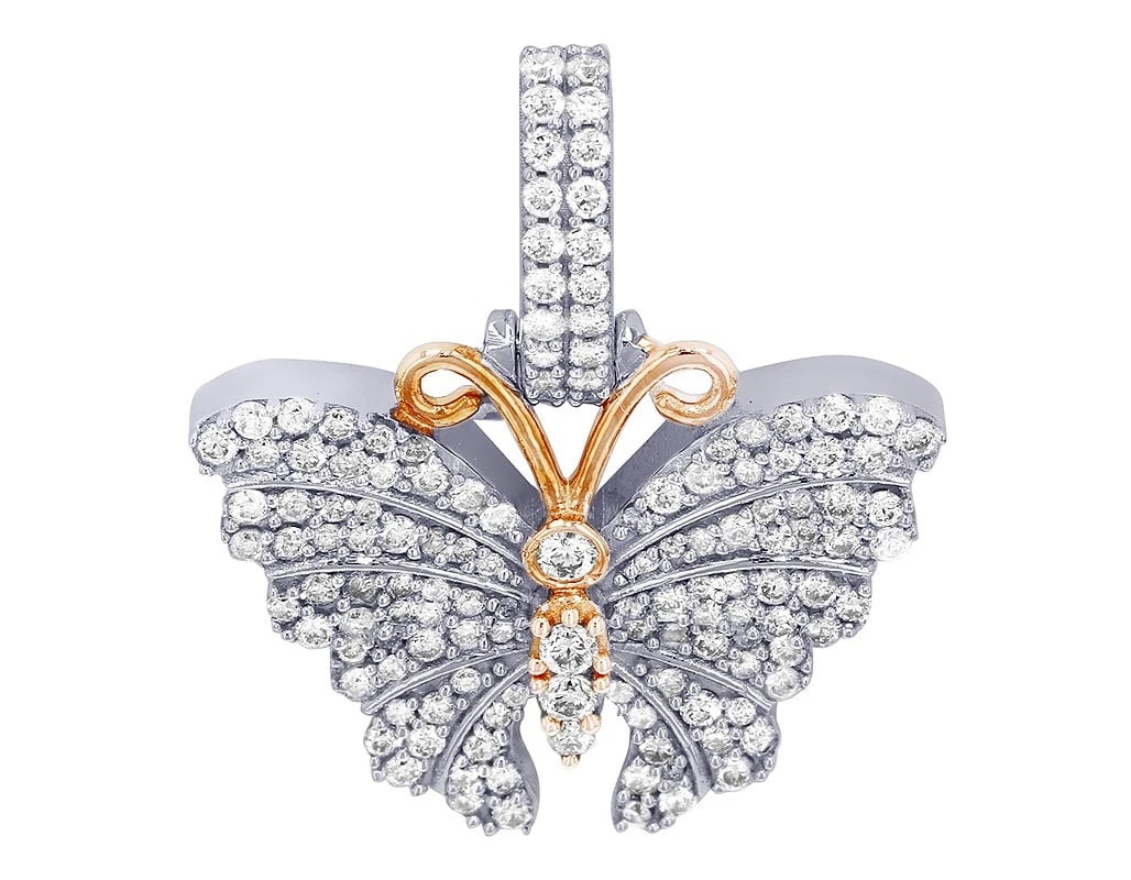BUTTERFLY REAL DIAMOND PENDANT 10K ROSE-WHITE GOLD (1 of 2)