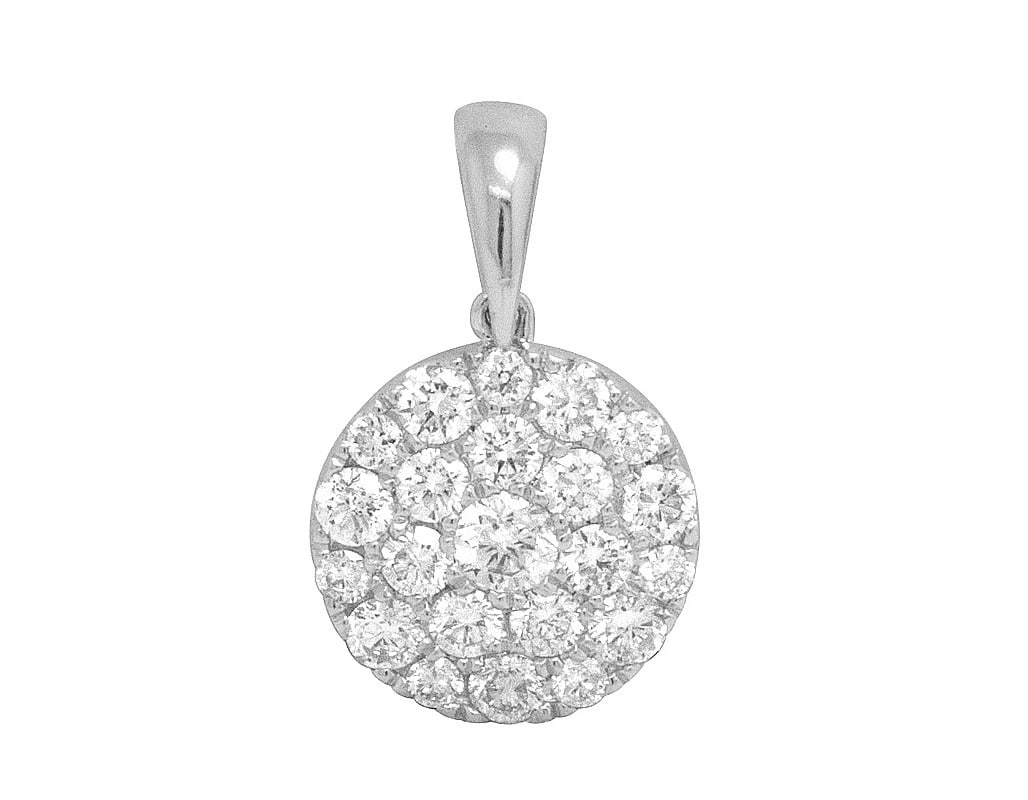 10K WHITE GOLD REAL DIAMOND ROUND FLOWER CLUSTER PENDANT: 10K White Gold Real Diamond Round Flower Cluster Pendant Brand: None Type: Necklace Material: 10k White Gold, Main Stone/Creation Natural Color: White Gold Size: Dimension 0.75" Accessories: