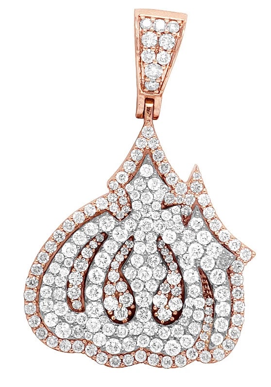 REAL DIAMOND ALLAH PENDANT 10K TWO TONE ROSE WHITE GOLD CHARM: Real Diamond Allah Pendant 10K Two Tone Rose White Gold Charm Brand: None Type: Pendant Material: 10k Rose Gold, Main Stone/Creation Natural Color: Rose Gold Size: Dimension 1.5 Accessories: None