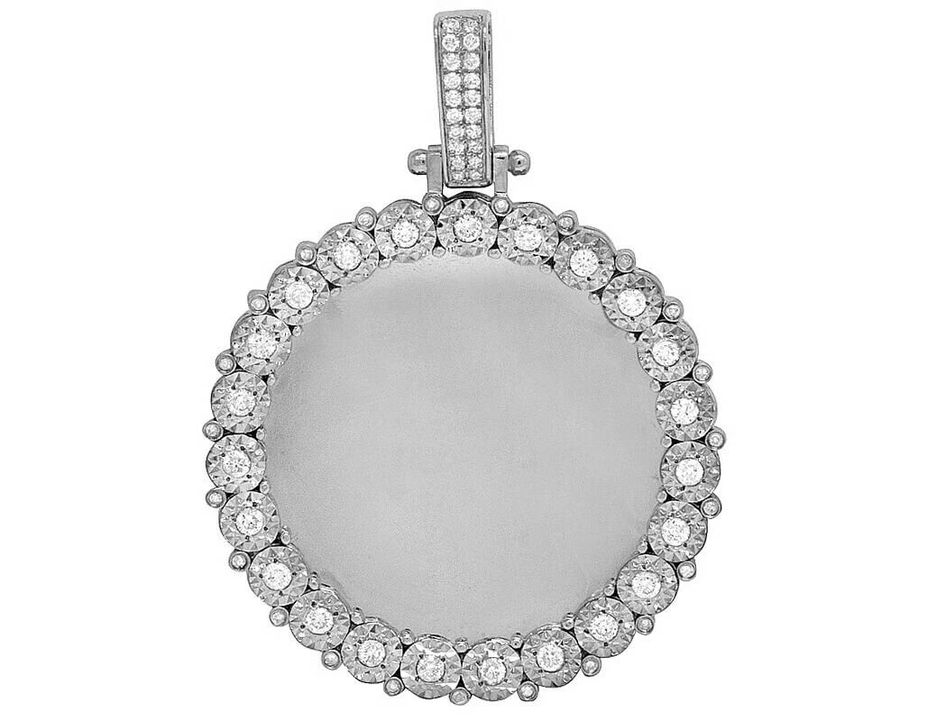 WHITE GOLD MEMORY FRAME REAL DIAMOND PHOTO PENDANT (1 of 2)