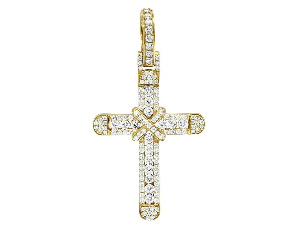 10K YELLOW GOLD REAL DIAMOND CROSS PENDANT: 10K Yellow Gold Real Diamond Cross Pendant Brand: None Type: Necklace Material: 10k Yellow Gold, Main Stone/Creation Natural Color: Yellow Gold Size: Dimension 2" Accessories: None Accesso