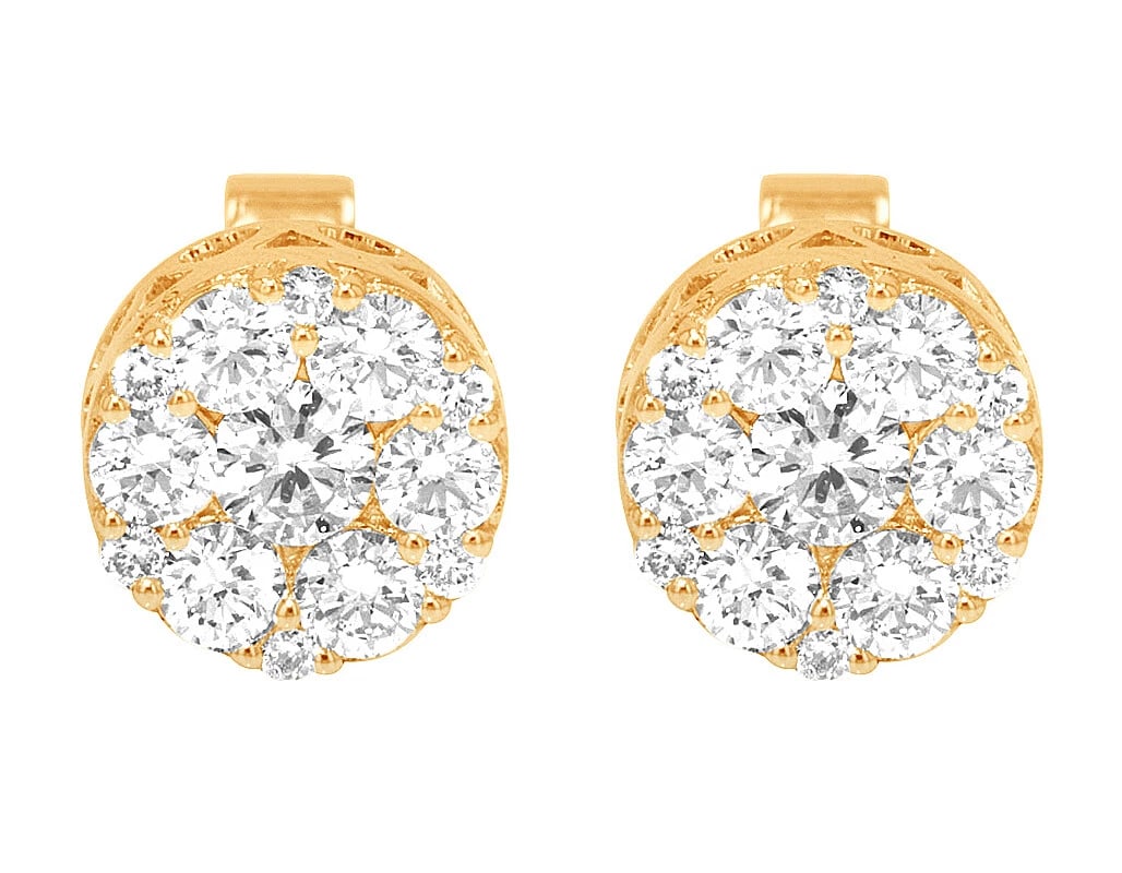 NOVA SOLITAIRE REAL VS DIAMOND CLUSTER STUD EARRINGS: Nova Solitaire Real VS Diamond Cluster Stud Earrings Brand: None Type: Earrings Material: 14k Yellow-gold, Main Stone/Creation Natural Color: Yellow-gold Size: Dimension 8.0 mm Accessories: None