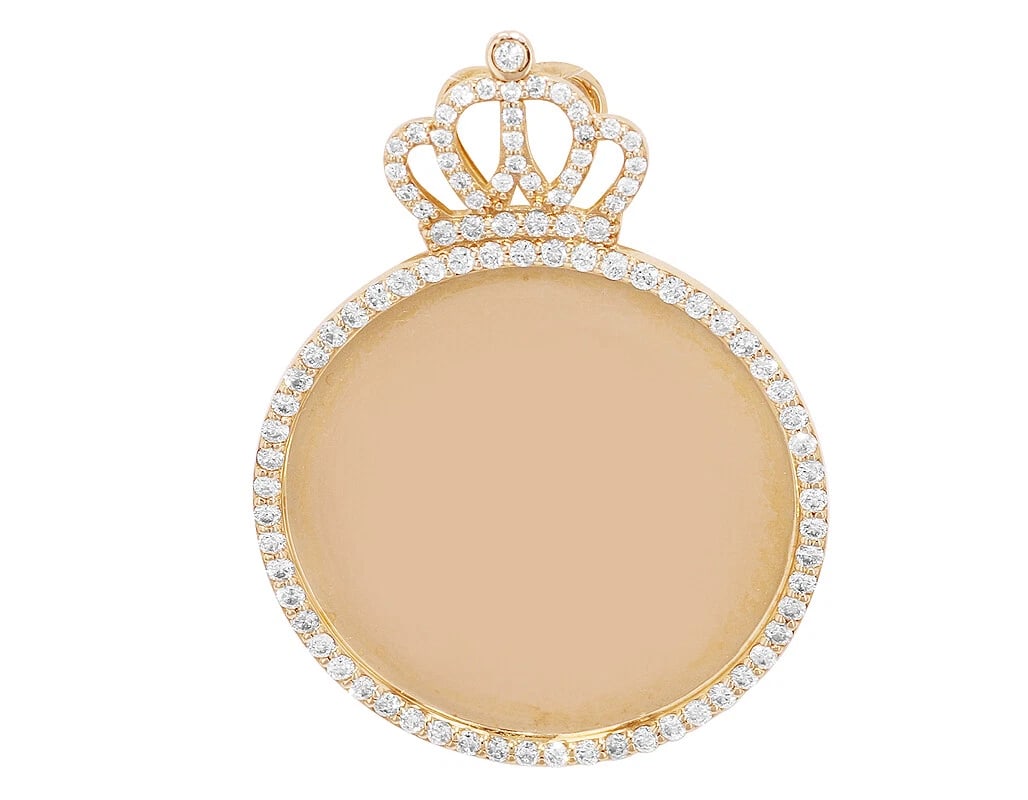 DIAMOND CROWN MEMORY ENGRAVING PENDANT 10K YELLOW GOLD: Diamond Crown Memory Engraving Pendant 10K Yellow Gold Brand: None Type: Necklace Material: 10k Yellow Gold, Main Stone/Creation Natural Color: Yellow Gold Size: Dimension 1.8" x 2mm 