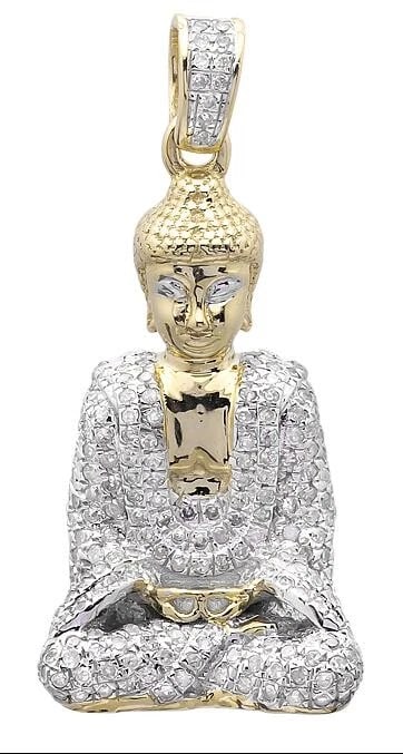 10K YELLOW GOLD MEDITATION BUDDHA SIDDHARTHA DIAMOND CHARM PENDANT: 10K Yellow Gold Meditation Buddha Siddhartha Diamond Charm Pendant Brand: None Type: Pendant Material: 10k Yellow Gold, Main Stone/Creation Natural Color: Yellow Gold Size: Dimension 27x16 (approx