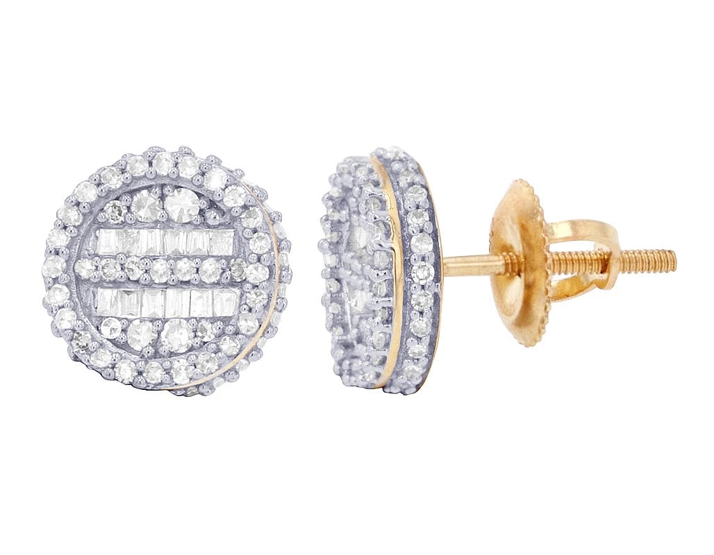 BAGUETTE CLUSTER REAL DIAMOND STUD EARRINGS 14K YELLOW GOLD: Baguette Cluster Real Diamond Stud Earrings 14K Yellow Gold Brand: None Type: Earrings Material: 10K Yellow-White Gold, Main Stone/Creation Natural Color: Yellow Gold Size: Dimension 9.2 mm Acces