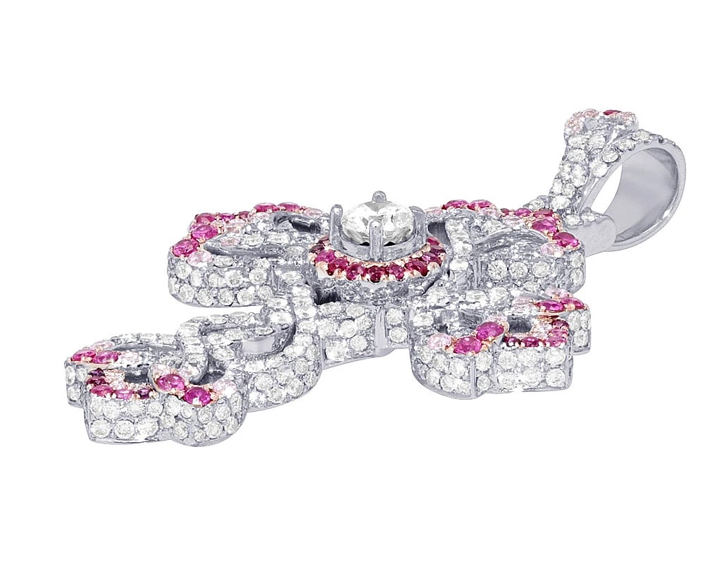 POINTER SOLITAIRE FLOWER CROSS REAL DIAMOND PENDANT - 2