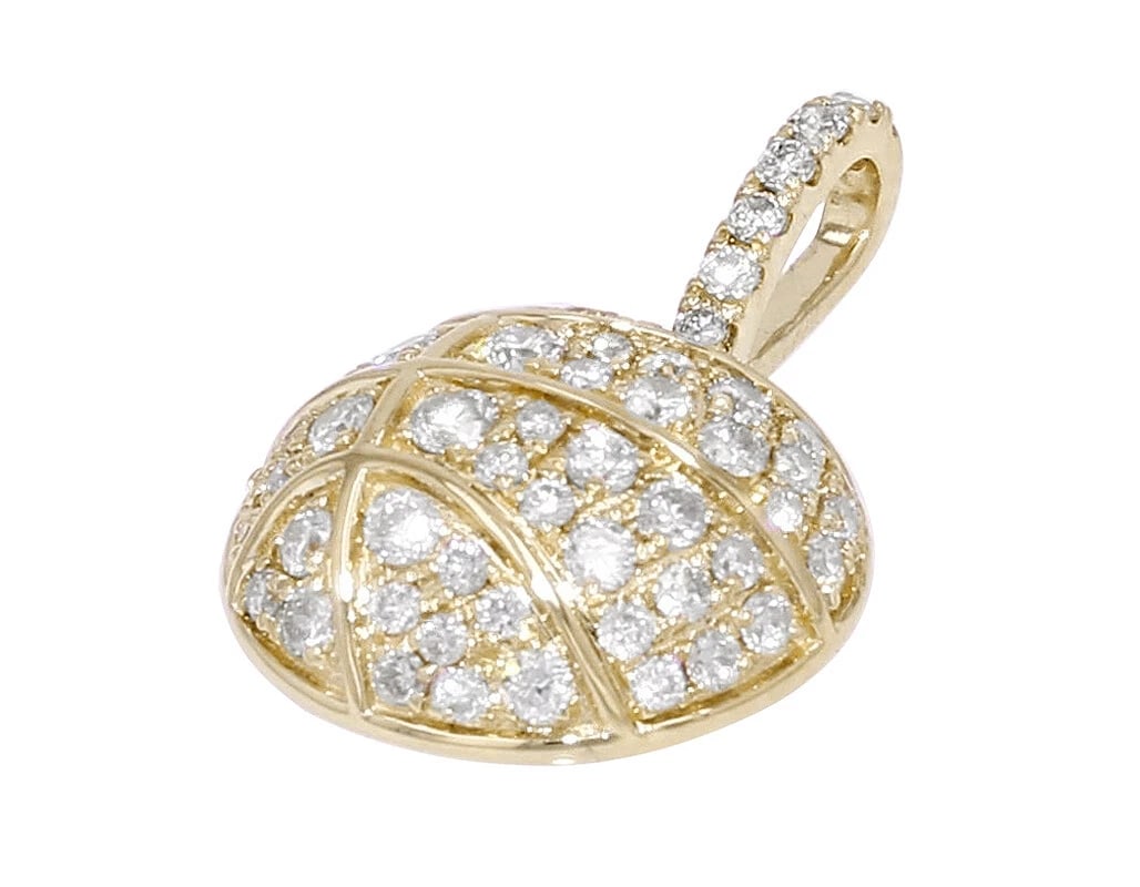 BASKETBALL REAL DIAMOND PENDANT 14K GOLD: Basketball Real Diamond Pendant 14K Gold Brand: None Type: Necklace Material: 14k Yellow Gold, Main Stone/Creation Natural Color: Yellow Gold Size: Dimension 0.8" Accessories: None Accesso