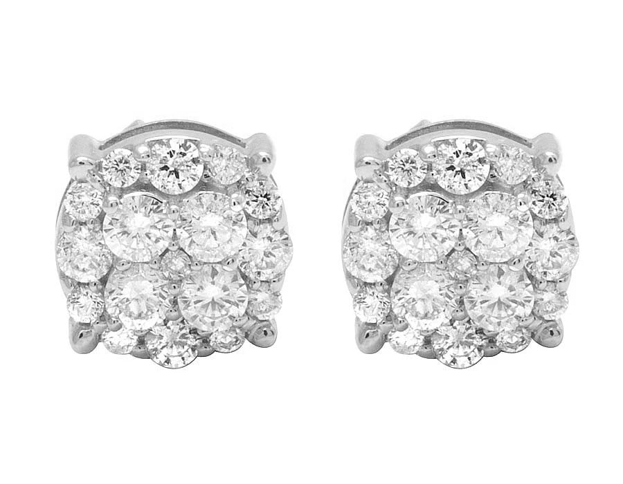 10K WHITE GOLD REAL DIAMOND FLOWER CLUSTER PRONG ROUND EARRING: 10K White Gold Real Diamond Flower Cluster Prong Round Earring Brand: None Type: Earrings Material: 10k White Gold, Main Stone/Creation Natural Color: White Size: Dimension 8MM, 5MM Accessories: