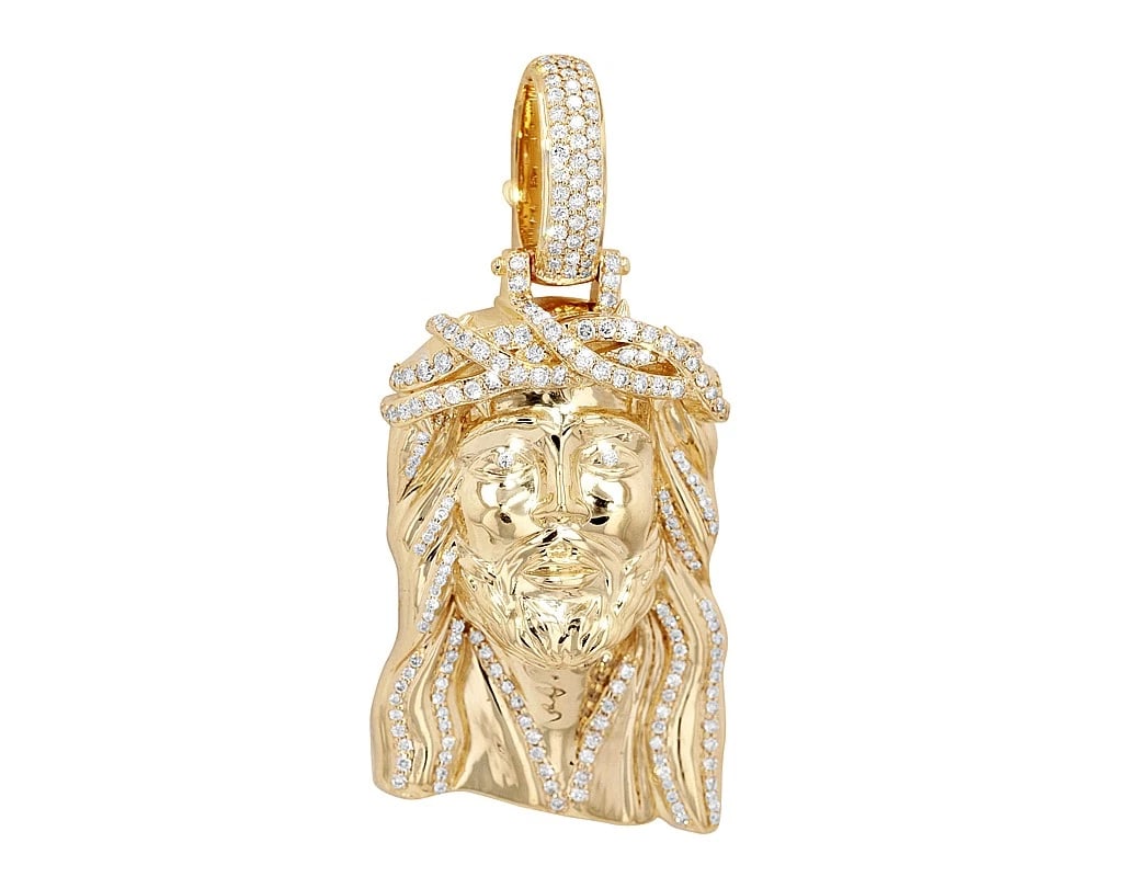 JESUS HEAD 1 REAL DIAMOND PENDANT 10K GOLD (1 of 2)