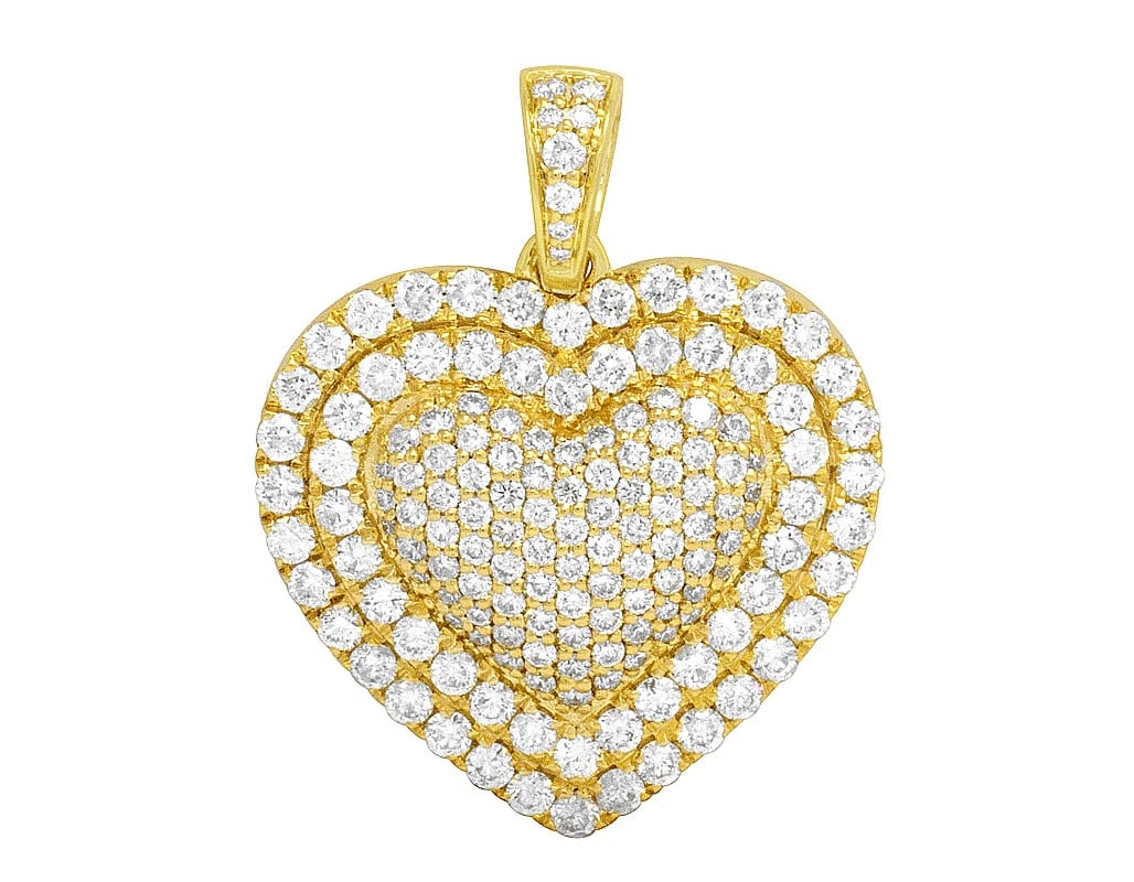14K YELLOW GOLD PUFFED HEART TWO-ROW BORDER PENDANT CHARM: 14K Yellow Gold Puffed Heart Two-Row Border Pendant Charm Brand: None Type: Necklace Material: 14k Yellow Gold, Main Stone/Creation Natural Color: Yellow Gold Size: Dimension 1" Accessories: None