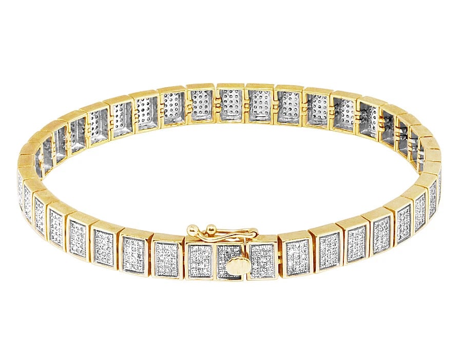 10K YELLOW GOLD GENUINE DIAMONDS CUSTOM DESIGNER BRACELET: 10K Yellow Gold Genuine Diamonds Custom Designer Bracelet Brand: None Type: Bracelet Material: 10k Yellow Gold, Main Stone/Creation Natural Color: Yellow Gold Size: Dimension8.0" Length8 in. Acce