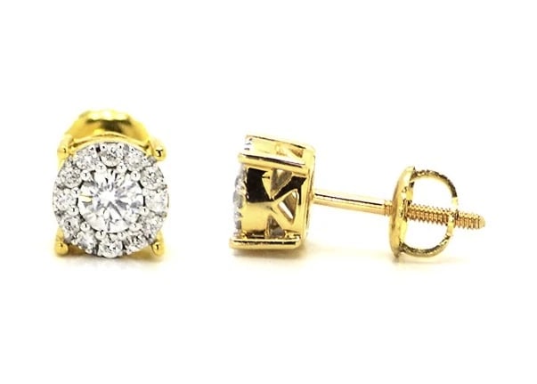 14K YELLOW GOLD ROUND CUT SOLITAIRE DIAMOND STUD EARRINGS (1 of 3)