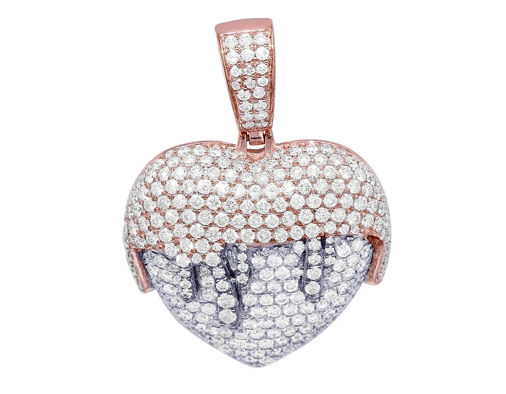 DRIPPING HEART DIAMOND PENDANT 14K ROSE-WHITE GOLD (1 of 4)