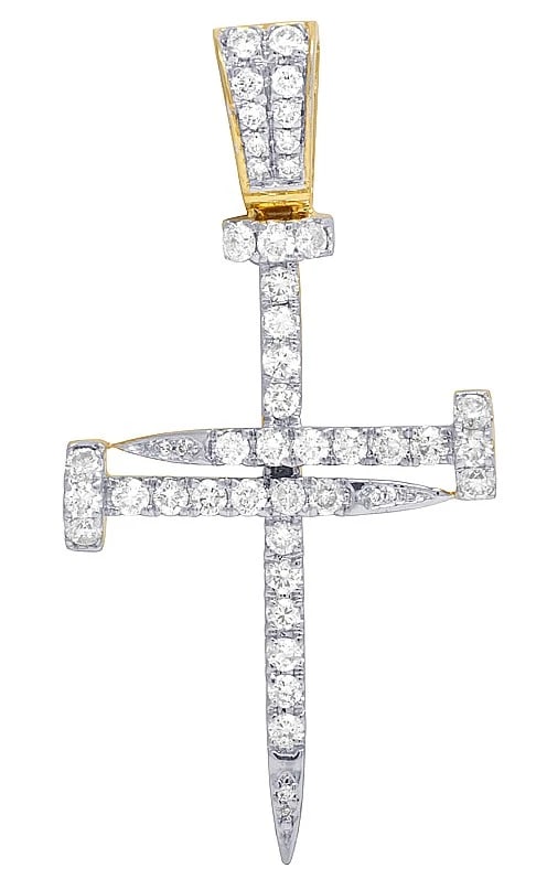 10K YELLOW GOLD REAL DIAMOND CRUCIFIX NAIL CROSS CHARM PENDANT: 10K Yellow Gold Real Diamond Crucifix Nail Cross Charm Pendant Brand: None Type: Necklace Material: 10k Yellow Gold, Main Stone/Creation Natural Color: Yellow Gold Size: Dimension 2 inches Access