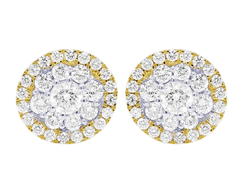 10K FLOWER CLUSTER DIAMOND STUD EARRINGS: 10k Flower Cluster Diamond Stud Earrings Brand: None Type: Earrings Material: 10k Yellow Gold, Main Stone/Creation Natural Color: Yellow Gold Size: Dimension 9MM Accessories: None Accessor