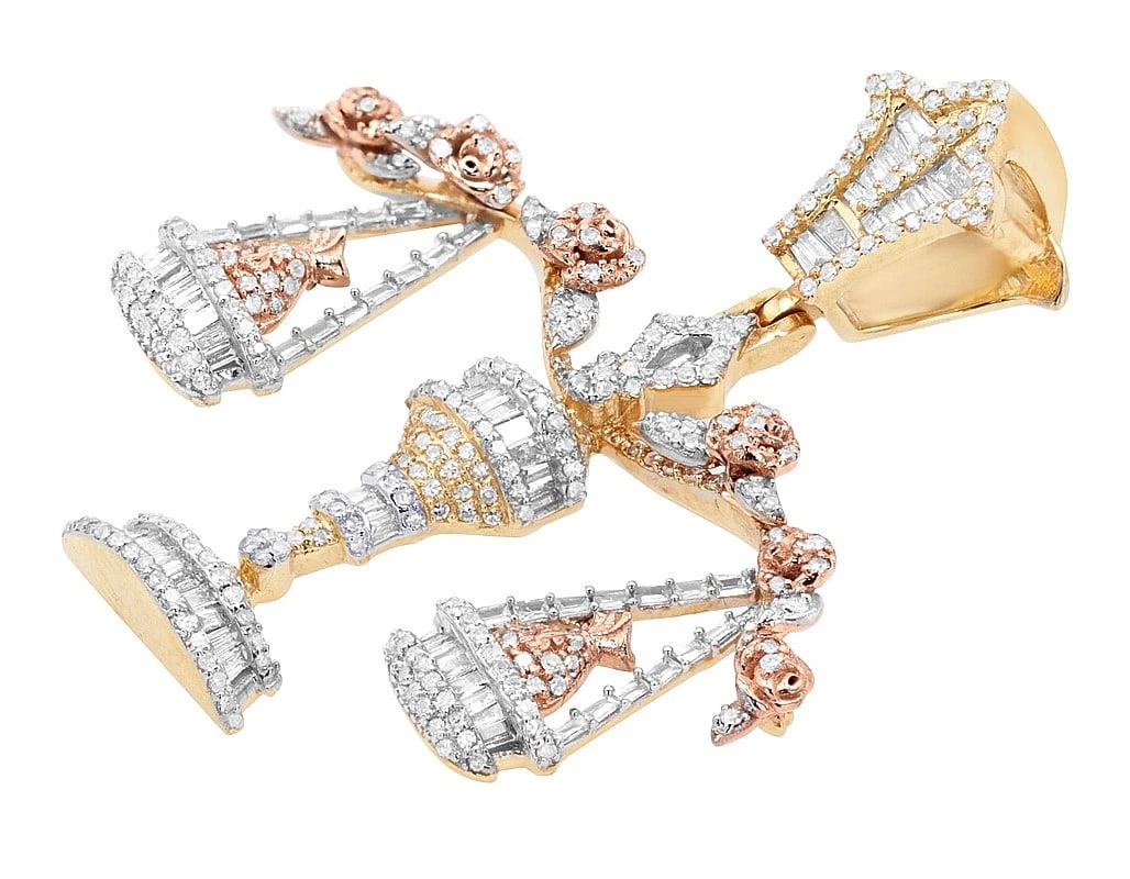 10K TRI-TONE GOLD DIAMOND MONEY BAG LIBRA SCALE PENDANT (1 of 2)