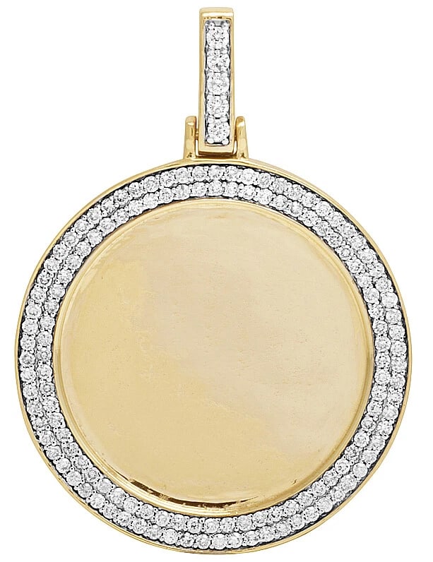 10K YELLOW GOLD MEMORY FRAME MEDALLION PHOTO ENGRAVE DIAMOND PENDANT: 10K Yellow Gold Memory Frame Medallion Photo Engrave Diamond Pendant Brand: None Type: Necklace Material: 10k Yellow Gold, Main Stone/Creation Natural Color: Yellow Gold Size: Dimension 1.75 Acce