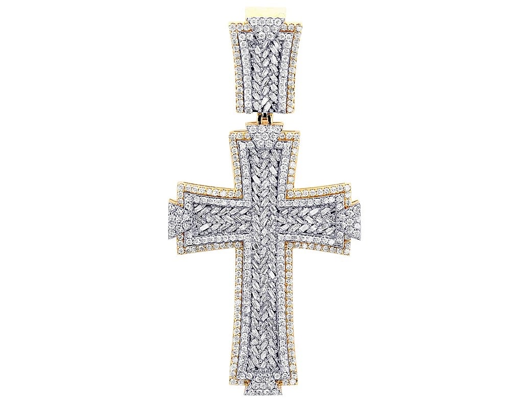 DIAMOND BAGUETTE CROSS PENDANT 10K YELLOW GOLD (1 of 2)
