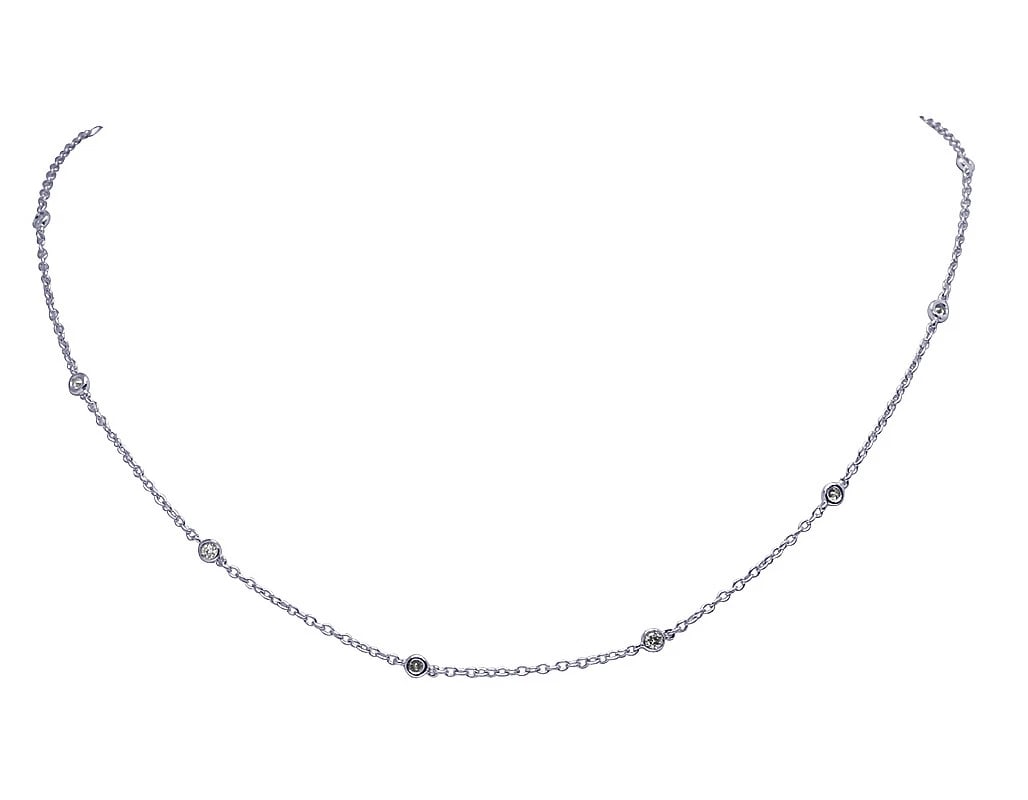 FIVE POINTER DIAMONDS BY THE YARD CHAIN 14K WHITE GOLD (1 of 3)