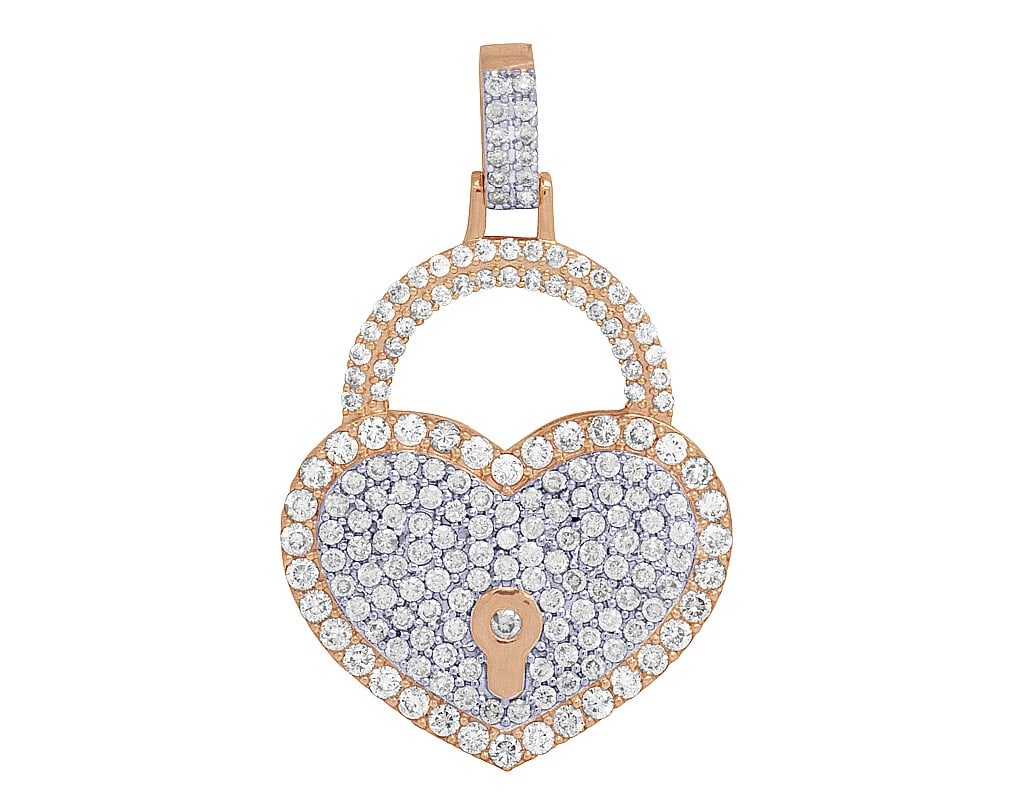 10K TWO-TONE GOLD REAL DIAMOND HEART LOCK PENDANT CHARM: 10K Two-Tone Gold Real Diamond Heart Lock Pendant Charm Brand: None Type: Necklace Material: 10k Multi-Tone Gold, Main Stone/Creation Natural Color: Multi-Tone Size: Dimension 1.75" 