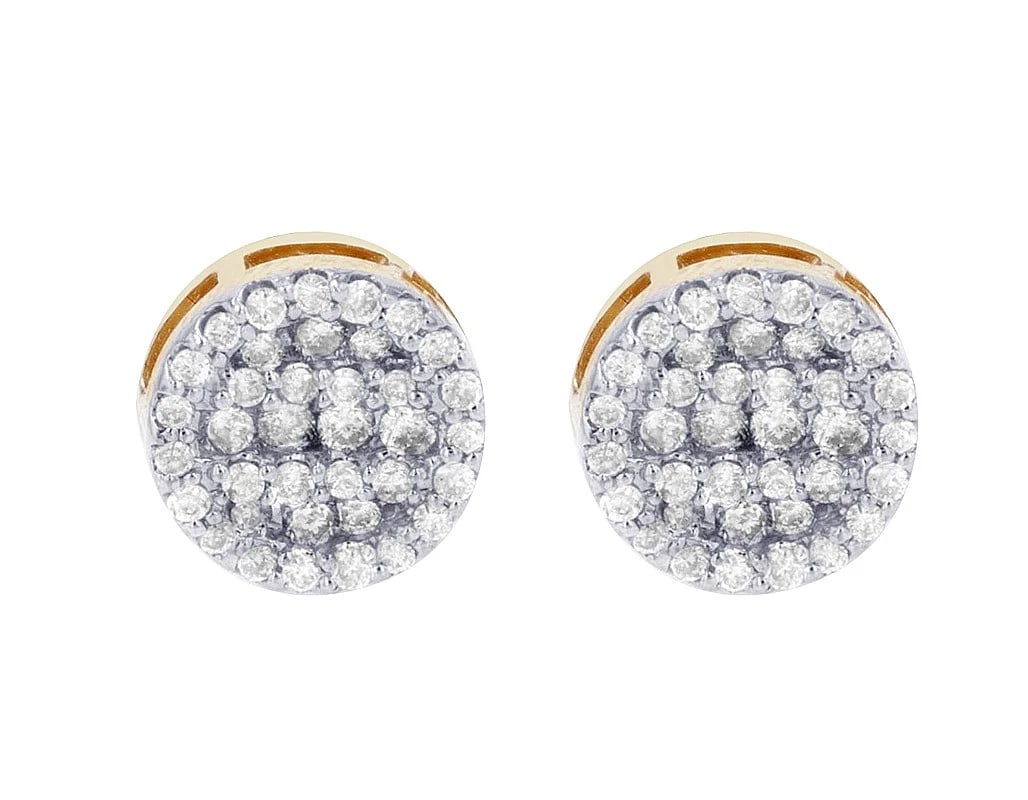ROUND CLUSTER REAL DIAMOND STUD EARRINGS - 2
