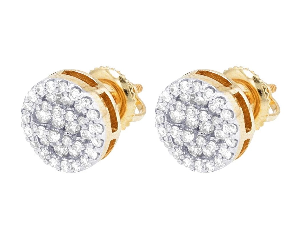 ROUND CLUSTER REAL DIAMOND STUD EARRINGS - 3