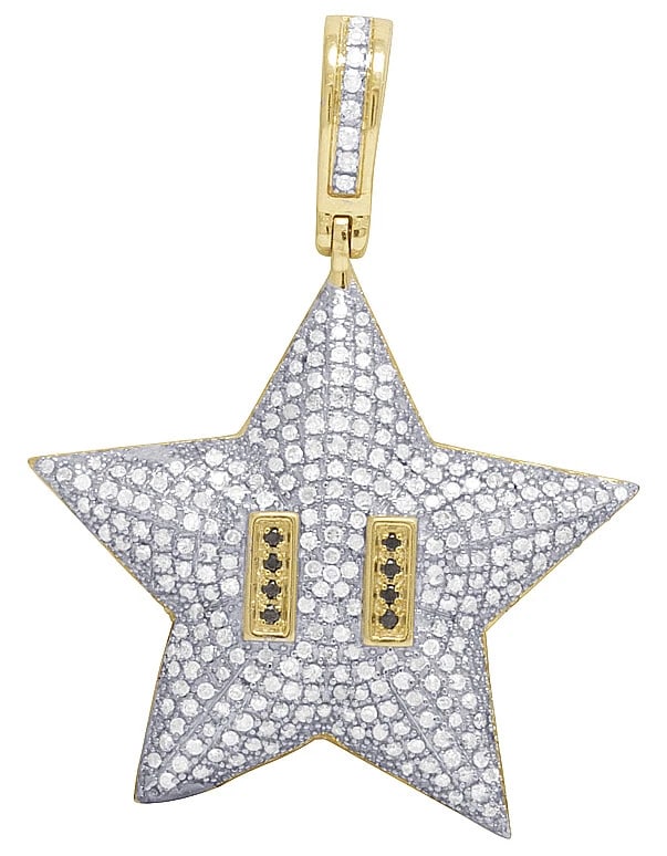 10K YELLOW GOLD SUPER MARIO STAR BROS REAL DIAMOND CHARM PENDANT: 10K Yellow Gold Super Mario Star Bros Real Diamond Charm Pendant Brand: None Type: Necklace Material: 10k Yellow Gold, Main Stone/Creation Natural Color: Yellow Gold Size: Dimension 1.5 inches Ac