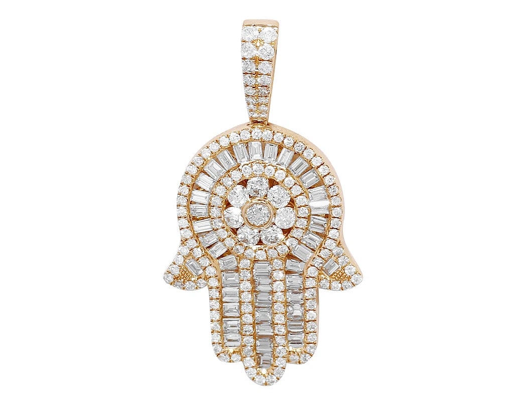 REAL HAMSA BAGUETTE DIAMOND PENDANT (1 of 2)