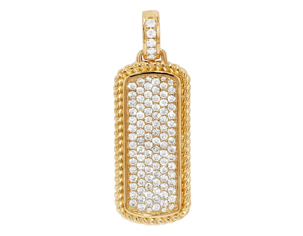 DOG TAG REAL DIAMOND PENDANT 10K YELLOW GOLD (1 of 2)
