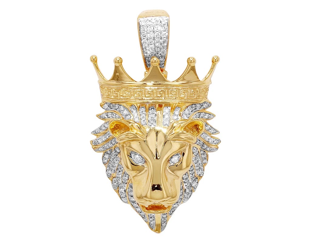 LION REAL DIAMOND PENDANT CHARM 10K YELLOW GOLD (1 of 2)