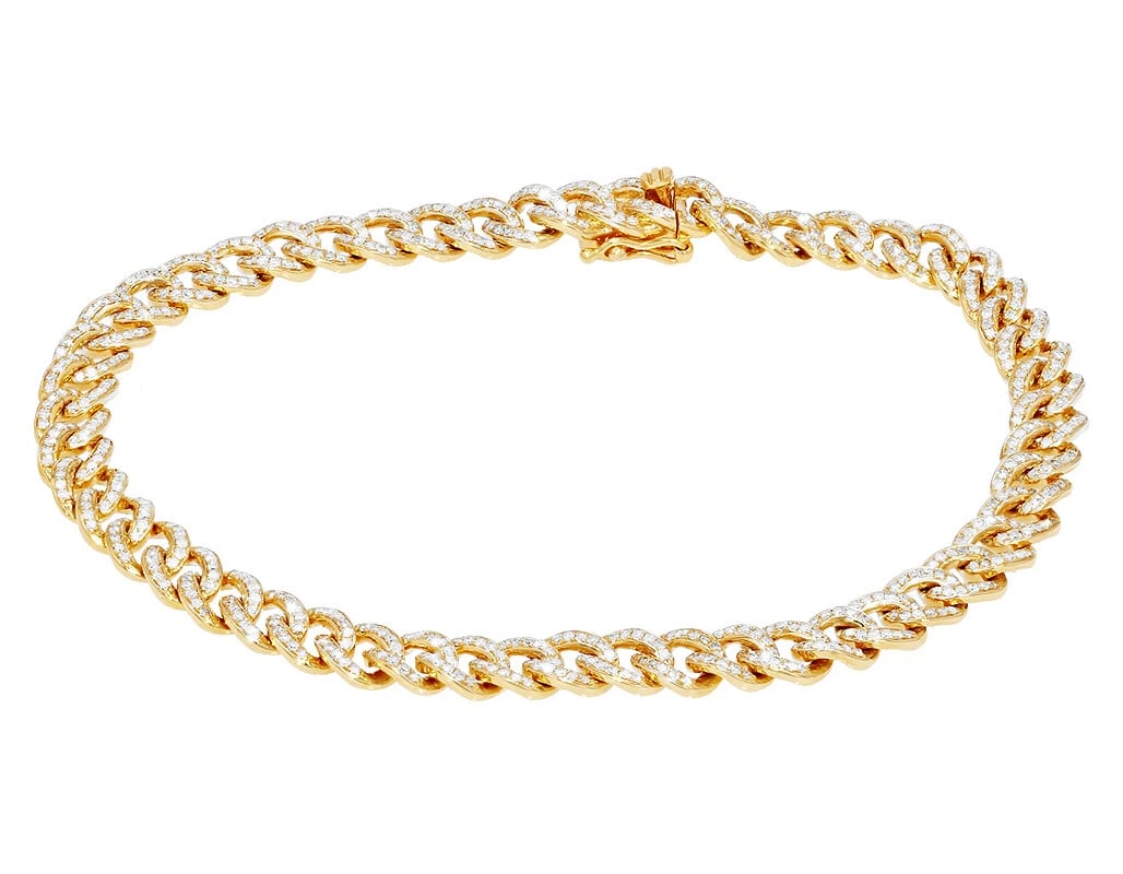 SINGLE ROW MIAMI CUBAN LINK DIAMOND BRACELET 14K YELLOW GOLD (1 of 2)