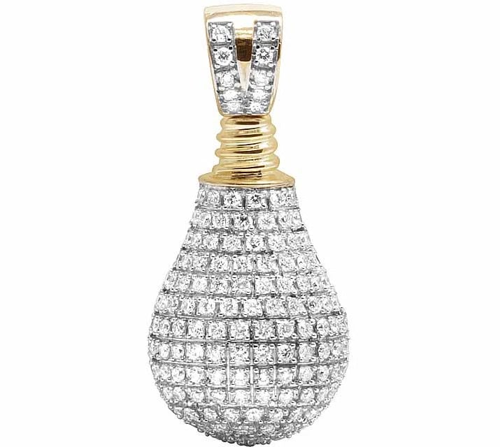 GENUINE DIAMOND 3D LIGHT BULB CUSTOM CHARM PENDANT: Genuine Diamond 3D Light Bulb Custom Charm Pendant Brand: None Type: Pendant Material: 10k Yellow Gold, Main Stone/Creation Natural Color: Yellow Gold Size: Dimension 1.2 Accessories: None