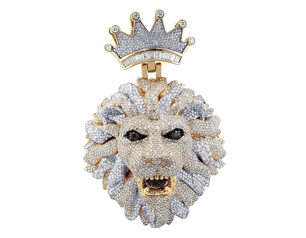 CROWN REAL DIAMOND LION HEAD PENDANT (1 of 2)