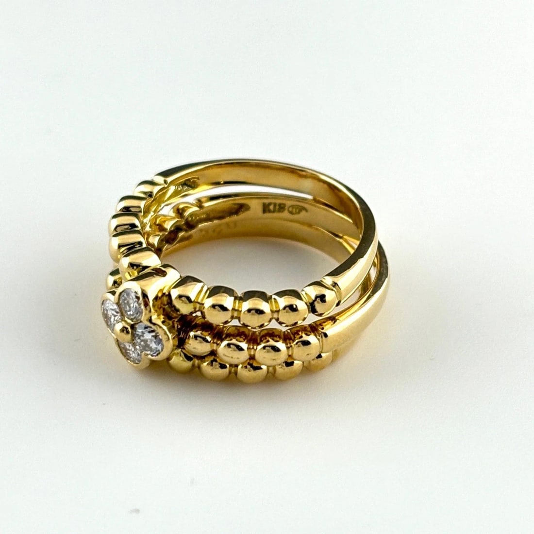 FLOWER MOTIF DESIGN YG YELLOWGOLD RING MELEE DIAMOND (1 of 3)