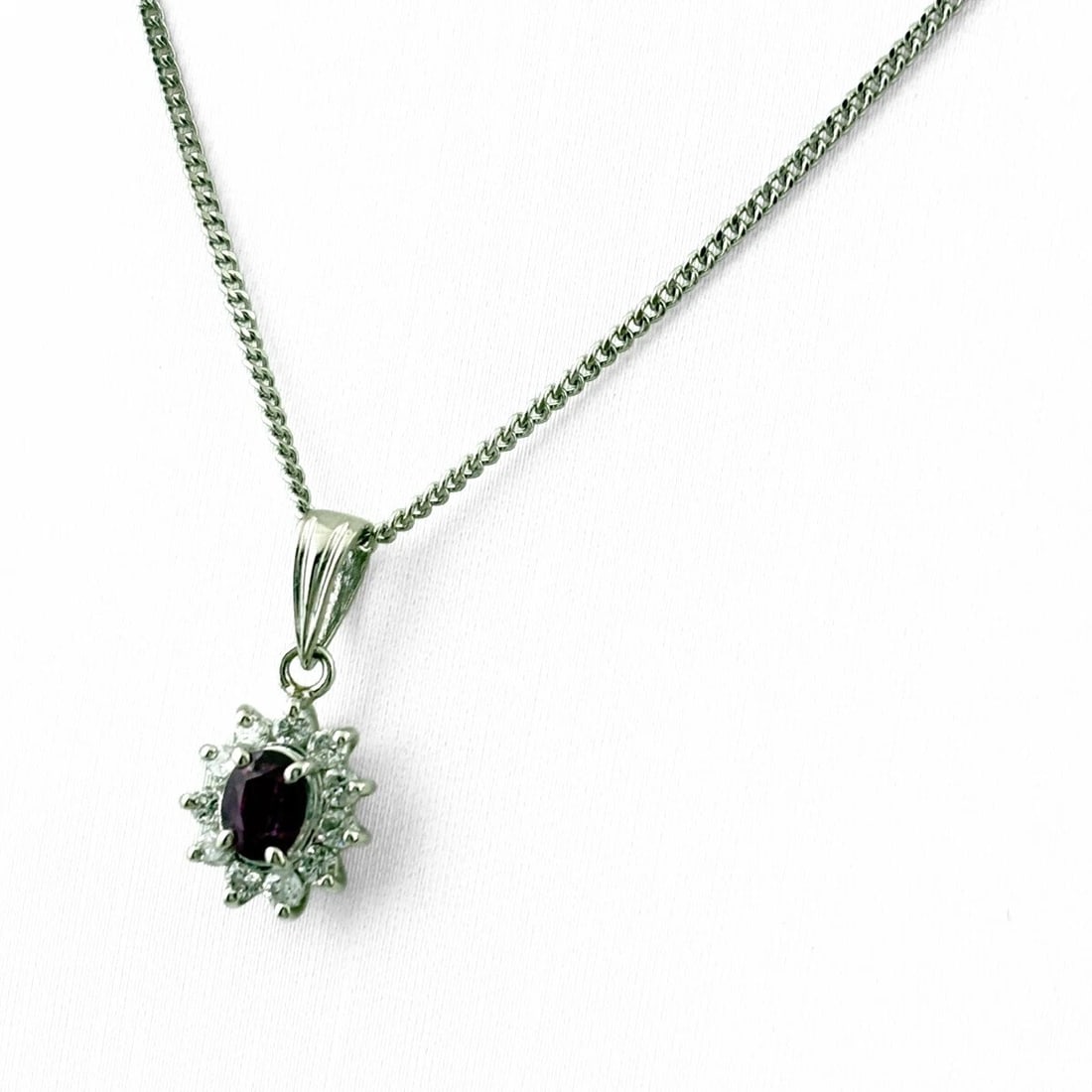 RUBY DESIGN NECKLACE PLATINUM PENDANT: Ruby Design Necklace Platinum Pendant Brand: Unbranded Type: Necklace Material: Pt850, Main Stone/Creation Ruby Color: Platinum Size: Chain 40cm(15.7") Total length of the pendant head