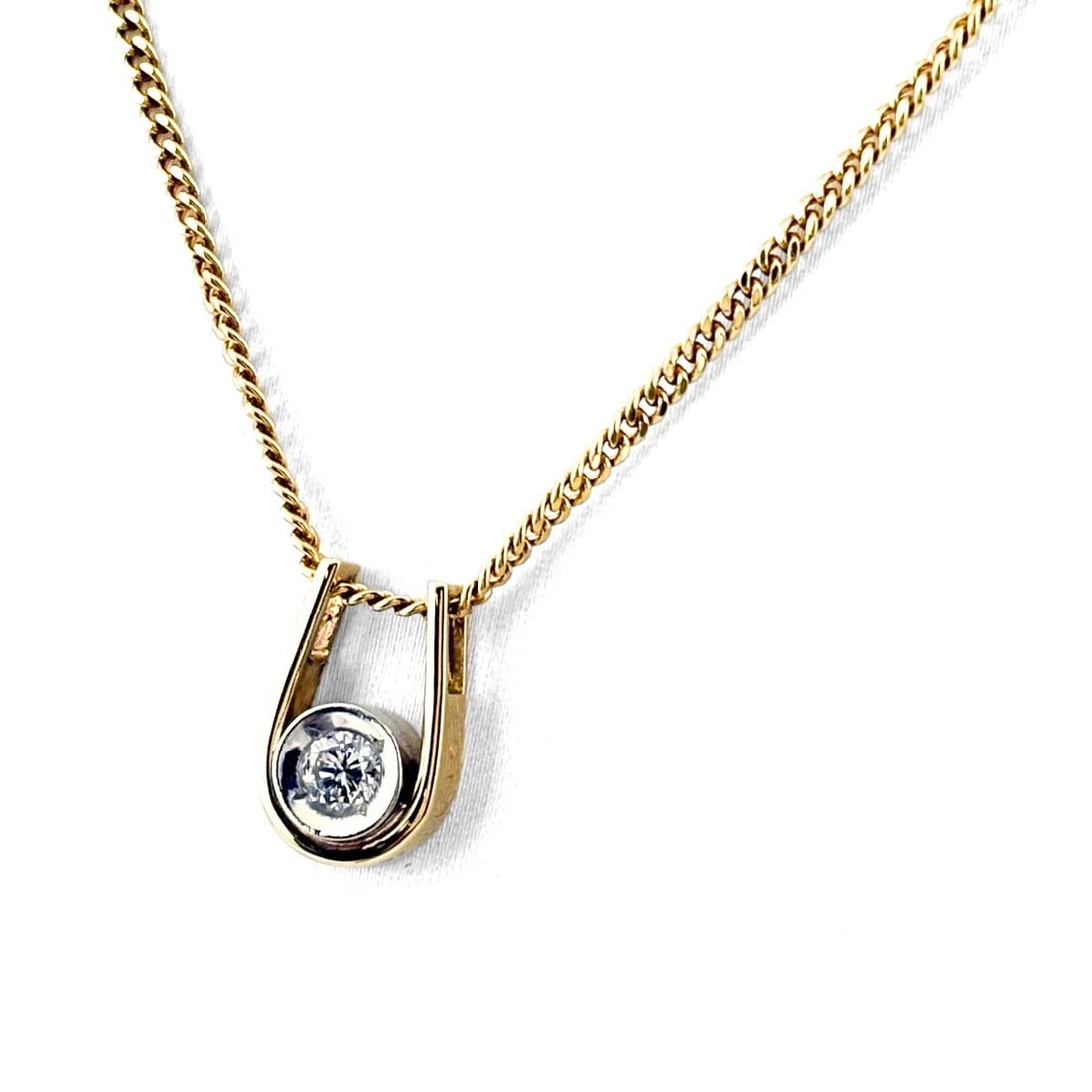 DIAMOND DESIGN NECKLACE YG YELLOWGOLD PLATINUM PENDANT (1 of 5)