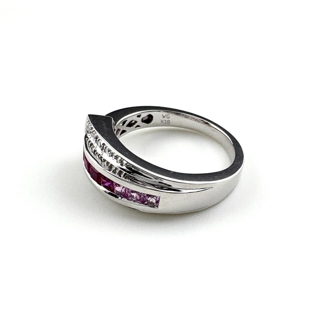 RUBY DESIGN RING WG WHITE GOLD PINK SAPPHIRE - 2