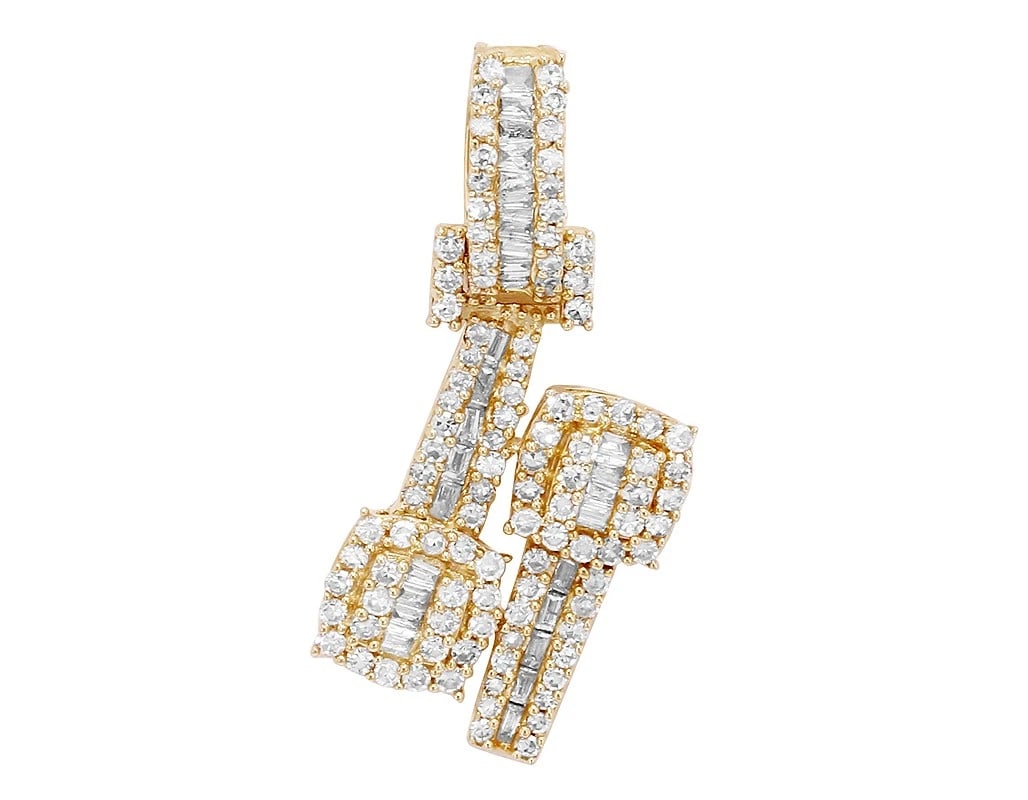 SQUARE BAGUETTE REAL DIAMOND PENDANT 10K YELLOW GOLD (1 of 2)