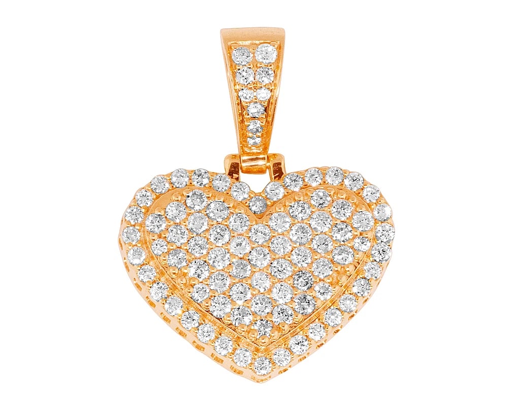 3D HEART REAL DIAMOND PENDANT 10K ROSE GOLD: 3D Heart Real Diamond Pendant 10k Rose Gold Brand: None Type: Necklace Material: 10k Rose Gold, Main Stone/Creation Natural Color: White Gold Size: Dimension 1" Accessories: None Accessories