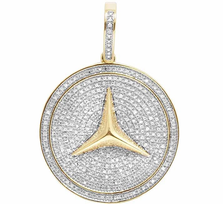 10K YELLOW GOLD MERCEDES MEDALLION GENUINE DIAMOND PENDANT CHARM: 10K Yellow Gold Mercedes Medallion Genuine Diamond Pendant Charm Brand: None Type: Necklace Material: 10k Yellow Gold, Main Stone/Creation Natural Color: Yellow Gold Size: Dimension 1.5 inch 