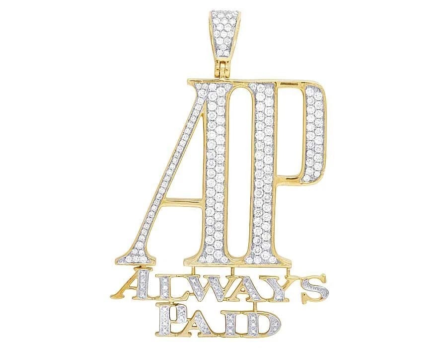 10K YELLOW GOLD REAL DIAMOND PENDANT CHARM: 10K Yellow Gold Real Diamond Pendant Charm Brand: None Type: Necklace Material: 10k Yellow Gold, Main Stone/Creation Natural Color: Yellow Gold Size: Dimension 2.2" Accessories: None